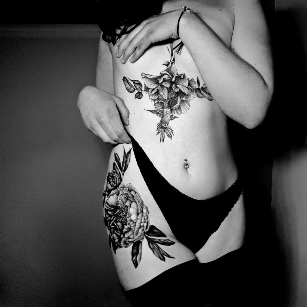 floral tattoo blackwork